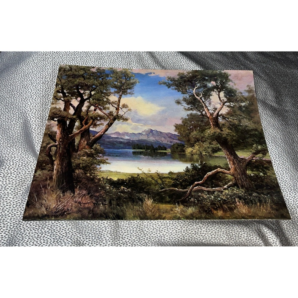 Quiet Pond By Robert Wood Lithograph 16" x 20" On Cardboard Unframed